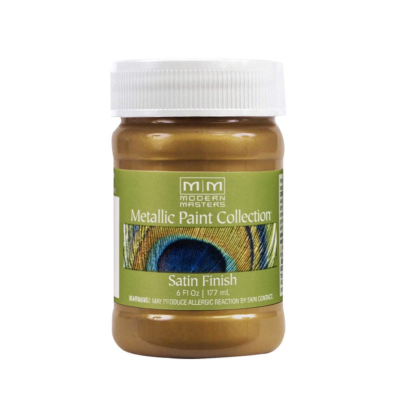 Modern Masters 6 oz Modern Masters ME289 Brass Metallic Paint Collection, Satin Water-Based Decorative Metallic Paint - Image 1